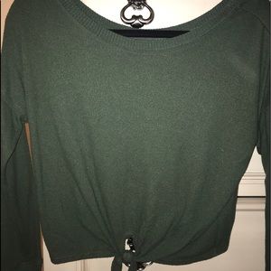 Green tie slouchy sweater